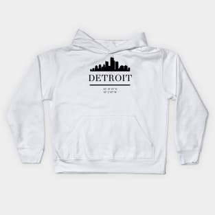 DETROIT MICHIGAN BLACK SILHOUETTE SKYLINE ART Kids Hoodie